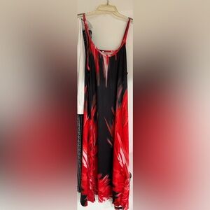 Black and Red Abstract Maxi Skirt